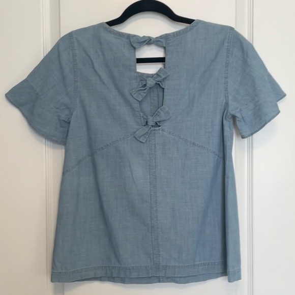 Madewell Chambray Bow Back Top - Picture 3 of 6